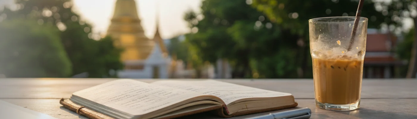 Finanzplanung in Thailand mit Thai-Tee und iPad